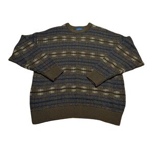 ✨🧵‎ Vintage Towncraft Striped Knit Grandpa Sweater XL 🧵✨
